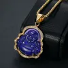 Hip Hop Vintage Jade Maitreya Buddha Titanium Steel Pendant Necklace 18K Real Gold Plated Women Men Jewelry