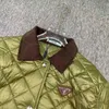 Women's Jackets Designer Brand 2023 New p Family Corduroy Lapel Spliced Single Breasted Triangle Label Diamond Grid Cotton Clip Short Coat jacket for Women NJUI