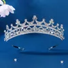 Silverfärg Roteston Kron Crystal Hair Accessories Pannband Brudbröllop Princess Tiara Crown