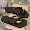 Pantoufles chaussures femmes talons Pantofle paillettes diapositives en caoutchouc tongs schiste femme plage grande taille doux haut plat 2024 gelée Summ