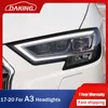 Système d'éclairage Feux avant de style de voiture pour phares Audi A3 2024-2024 S3 tous LED DRL jaune clignotants phares faisceau xénon Auto