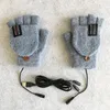 Usb elétrico aquecido luvas ciclismo esqui inverno aquecido conversível luva sem dedos luvas de malha para mulheres homens gants 240229