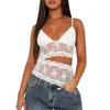 Women's Tanks Women Spaghetti Strap Lace Crop Camisole Y2K Trim See Through Tank Top Backless Slim Fit Vest Streetwear