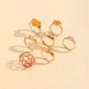 Cluster Rings Aprilwell 7 Pcs Y2k Cute Orange Dripping Oil Set For Women Gold Plated Punk Aesthetic Heart Element E Girl Jewelry Anillos