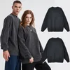 Mens Hoodies Vintage Black Crewneck Drop Shoulder Sweatshirts For Män Kvinnor Casual Loose Fit Pullover Spring Fall Long Sleeve Tops Tröja