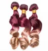 Bourgogne ombre hår väver Honey Blonde 27 Loose Wave Hair Extensions 3pcslot Wine Red Malaysian Virgin Human Hair8495154