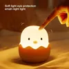 LED çocuklar dokunma gece ışığı yumuşak silikon usb şarj edilebilir yatak odası dekor hediye hayvan yumurta kabuğu piliç başucu lambası bebek ışığı 240227