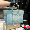 Beach bag designer women's tote bag shoulder bag casual canvas bag chain strap bag with pearl crossbody bag