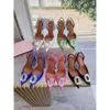 Amina Muaddi Sandales de designer Femmes Talons de mariage Chaussures habillées Satin pointu Slingbacks Pompes Bowtie Cristal Fleur de tournesol Chaussure à talons hauts 100mm Sandale femme