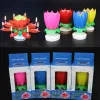 Musical Birthday Candle Magic Lotus Flower Candles Blossom Rotating Spin Party Candle 14 Small Candles 2layers Cake Topper Decoration ZZ