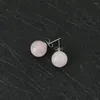 Stud Earrings Minimalist Natural Stone Round Beads Stund 1cm Agate Beaded Earring For Women Girls Ear Jewelry