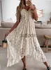Podstawowe sukienki swobodne sukienki Casual Cov-U-Up Bohemian Wedding dla kobiet biała koronkowa sukienka druhna plaża długa ciasna 2022 rustykalna dr0022casual 240304