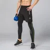 Men Running Tights Shorts Pants Sport Clothing Soccer Leggings Compression Fitness Football Basketball Zipper Pocket 2Pcs 240228