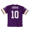 Nähte Fußballtrikot 10 Fran Tarkenton 1975 Purple Mesh Retro Rugby Trikots Männer Frauen und Jugend S-6xl