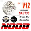 2021 N V12 SA3135 자동 남성 시계 40mm 블랙 세라믹 베젤 녹색 다이얼 904L 스틸 브레이슬릿 궁극적 인 버전 슈퍼 에디션 CO2636