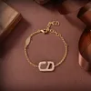 Bracelet en cristal d'or 18 carats, Design Vintage, lettres plaquées argent, nouveau cadeau Boutique pour femmes, collier trèfle, marque de créateur, bijoux à breloques