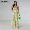 CM.YAYA женский INS цветок без бретелек с бантом плиссированный широкий прямой комбинезон праздничный пляжный комбинезон Romper240304