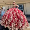 In Stock Special Occasion Dresses Bury Gold Quinceanera Dress 2023 Straps Neck Sparkle Floral Sequins Beading Tle Puffy Sweet 16 Gow Dhpo0