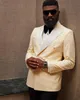 Fashion Wedding Men Suit Tuxedos Ivory Fabric Groom Wear Paped Apel Formal Costume de haute qualité Custom Taille 1 Piece Blazer