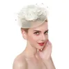 ケチなブリム帽子女性の花の魅力者ハットカクテルメッシュヘアアクセサリーブライダルウェディングエレガントな魅力的なクリップhe210i