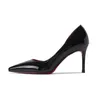 Dress Shoes 2024 Spring Black Pointed Lacquer Leather Side Air High Heels For Women's Thin Elegant And Sexy Celebrity
