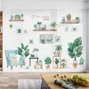 Adesivos de Parede Grande Nordic Ins Planta Verde Vaso Adesivo para Sala de estar Decoração Decalques Removíveis Home Mural