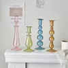 Candle Holders Creative Glass Holder Home Wed Decor Wedding Dining Table Decoration Modern Transparent Color Crystal