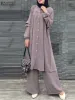 يضع Zanzea Fashion Urban Tracksuit من قطعتين مجموعات من الإسلامات سراويل الساق واسعة النطاق