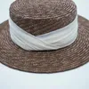 Berets 202403-pan-zongkashe Drop Sommer handgemachte braune Strohband Strand Lady Fedoras Cap Frauen Panama Jazz Hut