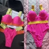 Mayo Blesskiss Seksi Push Up Bikini 2023 Kadın Mayo Tanga Neon Bandage Brezilya Mayo Mayo Takım Yüzme Bikini Set