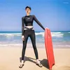 Mulheres Swimwear WackDaria Mulheres Maiô Manga Longa Calças Cruzadas 2 Peças Rash Guards Preto Prevenir Bask Surf Terno Maillot de Bian