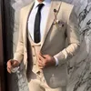 Ternos masculinos bege personalizado slim fit para casamento, 3 peças estilo italiano noivo smoking terno formal de negócios 2024