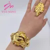 Anello in oro 18 carati con polsino a forma di fiore per le donne marocchine Francia Dubai gioielli in rame di lusso con bracciale nigeriano per matrimoni Gif 240221
