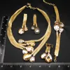 Kvinna halsbandsmycken set trendig brasiliansk guldstil original 24k guldpläterad lila och champagne strass dingle örhänge 240228