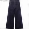 Jeans Jeans COS LRIS Hohe Taille, dünn, Marine-Stil, Taschenaufnäher, verziert, weites Bein 07513255407 240304