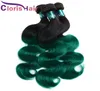 Glanzend Turquoise Groen Ombre Body Wave Braziliaans Maagdelijk Haarbundels Donkere Wortels Golvend Weven 100gpcs Strak Naai In Gekleurd Exte3951663