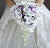 2018 مخصص أبيض كالا ليلي روز الأرجواني الكوبية ديي لؤلؤة بروش بروش قطرة الزفاف باقة 7247570