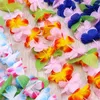 Flores decorativas 6 pcs Havaiano Colorido Leis Flor Artificial Colar Clássico Garland Neck Loop Tropical Luau Party Favors Praia Hula