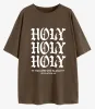 T-shirt helig är Lord God Almigh överdimensionerad t-shirt kristen lös tee Jesus kläder skjortor kvinnor trendiga casual bomull estetisk topp