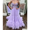 In Stock Special Occasion Dresses Ruffle Tle Prom Dress 2K24 Leaf Lace Corset Bodice Lady Pageant Winter Formal Cocktail Party Gown Dhjmg