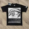 2024SS T-shirts pour hommes Hellstar T-shirt Grands yeux Lettre imprimée à la main High Street Col rond Couple ample Noir et blanc Haut à manches courtes