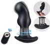 Control remoto inalámbrico Masajeador de próstata Plug anal Butt Plug con bola de acero Consolador giratorio Vibrador Gay Juguetes sexuales anales para hombres Y27171791