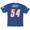 Costurado camisa de futebol 54 Teddy Bruschi 1996 azul malha branca retro rugby jerseys homens S-6XL