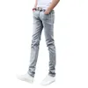 Herenjeans Middelhoge ritssluiting met knoopzakken Heren Slim Fit potlood-denimbroek Streetwear