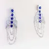 Boucles d'oreilles pendantes en argent Sterling 925, saphir bleu véritable naturel, 10 pièces, pierres précieuses J23333