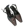 slingback sandals fashion women dress shoes sexy heels designer black crystals sparkling back buckle sexy kitten heel wedding shoes