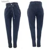 Jeans da donna 5XL Vita Jeans 3 colori Denim elasticizzato Jean Aderente Cintura con nappe Fasciatura Push Donna NK004 240304