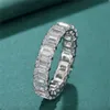 Voaino 9k 14k 18k Mens bröllopband IGI Certified Full Lab Grown Diamond Eternity Band Emerald Cut Wedding Band Ring