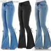 Jeans Plus Size Jeans Slim Stretchy Denim Waist Jean Oversized Long Flare Light Blue Wide Leg Trousers 240304