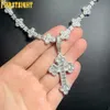 Collier croix glacée pour hommes et femmes, plaqué argent scintillant, zircone cubique, chaîne à maillons étoile, bijoux Hip Hop 240226